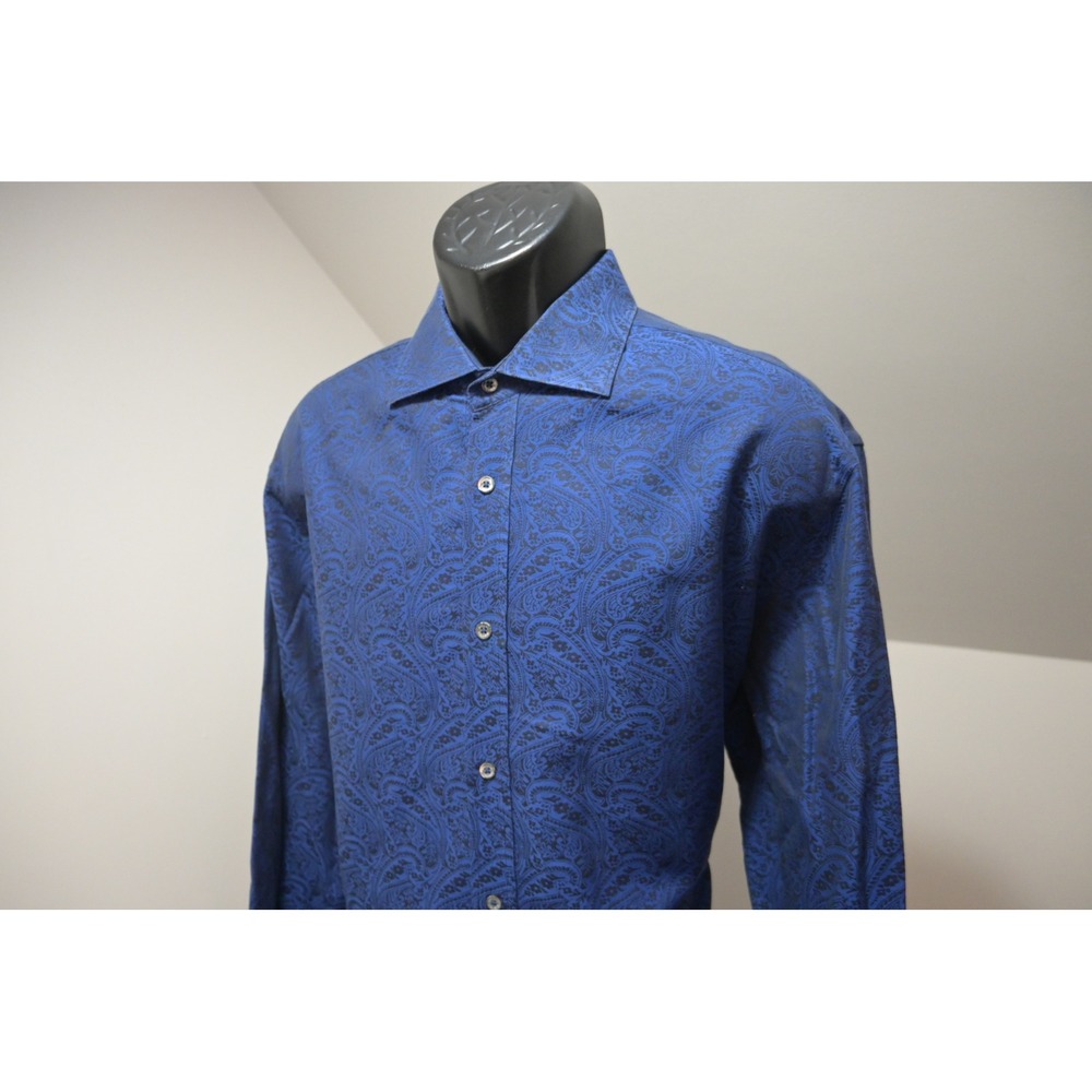 Bugatchi Uomo Dress Shirt Mens Sz XL Paisley Classic Fit Long Sleeve Excellent